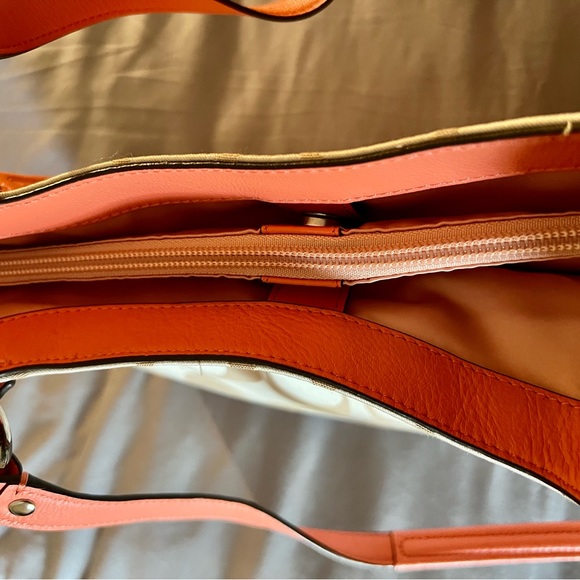 Medium coral and tan Coach bag. Used for 1 night. Basically new! Serial number - Picture 10 of 10